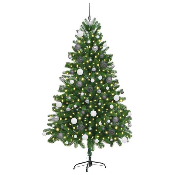 vidaXL Joulukuusi 300 LED-valoilla jalustalla Vihre&auml; 180 cm PE