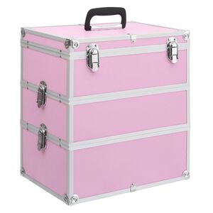 vidaXL Meikkikotelo 37x24x40 cm pinkki alumiini