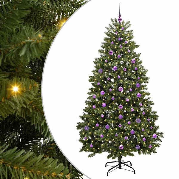 vidaXL Tekojoulukuusi 300 LED-valoilla Vihre&auml; 210 cm PVC ja metalli