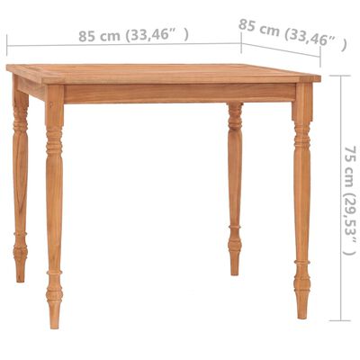 vidaXL Batavia pöytä 85x85x75 cm täysi tiikki