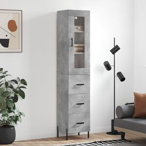 vidaXL Kaappi betoninharmaa 34,5x34x180 cm tekninen puu