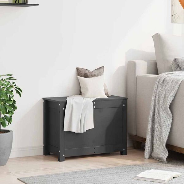 vidaXL Säilytyslaatikko harmaa 60x32x45,5 cm täysi mänty