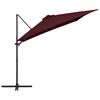 vidaXL Aurinkovarjo cantilever LED-valoilla 250x250 cm viininpunainen