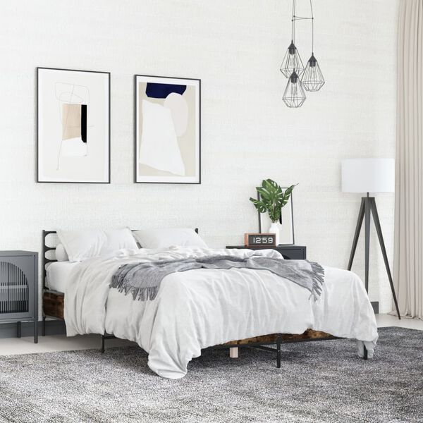 vidaXL S&auml;ngynrunko savutammi 140x190 cm tekninen puu ja metalli