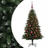 vidaXL Muovinen joulukuusi koristeilla 120 cm 150 LEDi&auml;