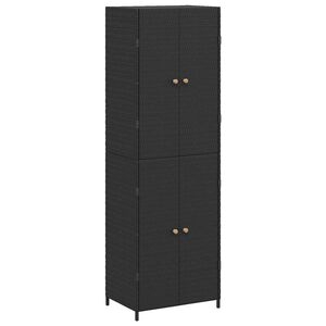 vidaXL Puutarhan s&auml;ilytyskaappi musta 59x40x180 cm polyrottinki