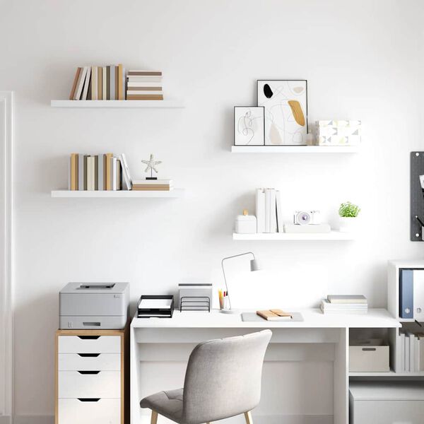 vidaXL Kelluvat sein&auml;hyllyt 4 kpl valkoinen 80x23,5x3,8cm MDF