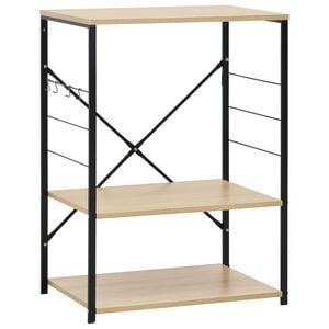 vidaXL Mikroaaltouunikaappi musta/tammi 60x39,6x79,5 cm tekninen puu