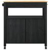 vidaXL Keitti&ouml;vaunu Musta 88,5 x 40 x 48 cm Massiivinen m&auml;nty