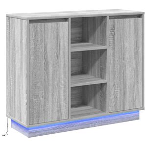 vidaXL LED-p&ouml;yt&auml;taso Harmaa Sonoma 90 x 32 x 75 cm Tekninen puu