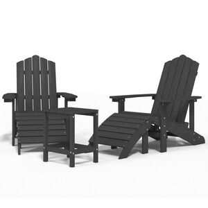 vidaXL Adirondack puutarhatuolit jalkatuilla/p&ouml;yd&auml;ll&auml; HDPE antrasiitti