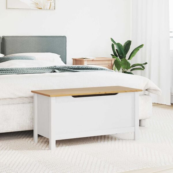 vidaXL S&auml;ilytyslaatikko Valkoinen ja hunajapruskea 90 x 40 x 45 cm