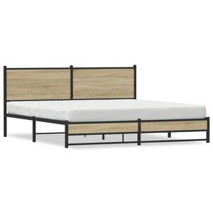 vidaXL Metallinen s&auml;ngynrunko ilman patjaa Sonoma-tammi 180x200 cm