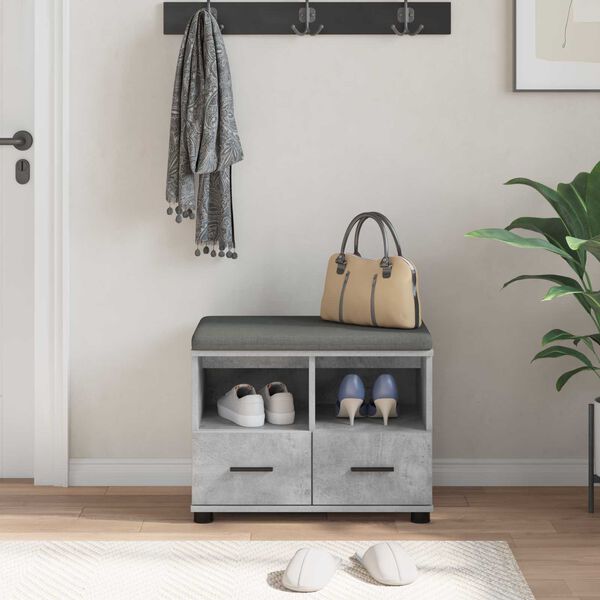 vidaXL Halli penkki tyynyll&auml; Betoni Harmaa 60 x 38 x 46 cm