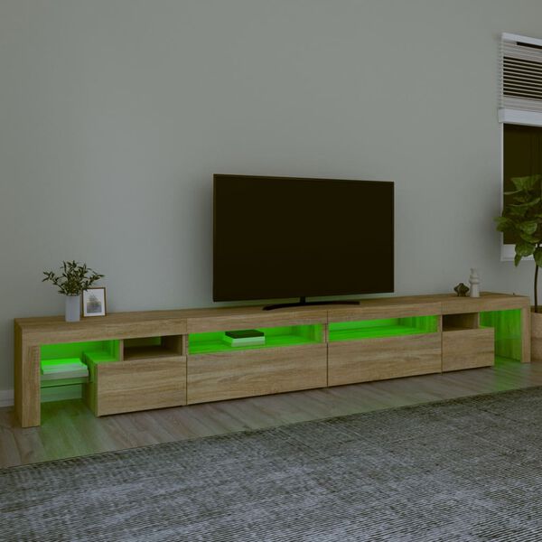 vidaXL TV-taso LED-valoilla Sonoma-tammi 290x36,5x40 cm