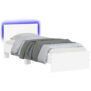 vidaXL S&auml;ngyn runko LED-valolla valkoinen 80 x 200 cm Tekninen puu