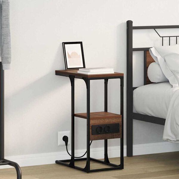 vidaXL Y&ouml;p&ouml;yt&auml;kaappi Ruskea tammi 41.5 x 26 x 60.5 cm Tekninen puu