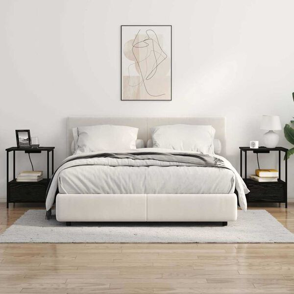 vidaXL Y&ouml;p&ouml;yt&auml;kaappi 2 pcs Musta tammi. 42 x 41 x 56 cm Tekninen puu