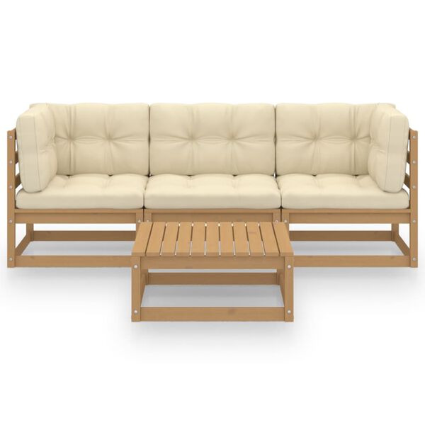 vidaXL 4-osainen Puutarhasohvasarja tyynyill&auml; t&auml;ysi m&auml;nty