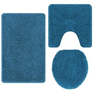 vidaXL Liukumaton kylpyhuoneen matto-setti 3 kpl Sininen 50 x 80 cm PP