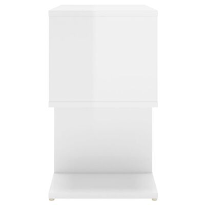 vidaXL Yöpöytä korkeakiilto valkoinen 50x30x51,5 cm lastulevy