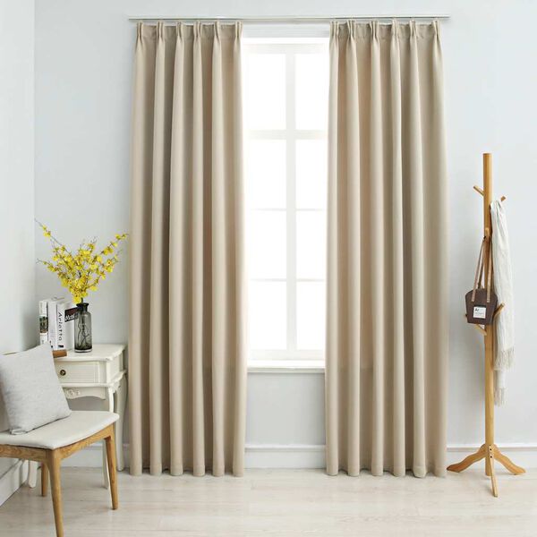 vidaXL Pimennysverhot koukuilla 2 kpl beige 140x245 cm