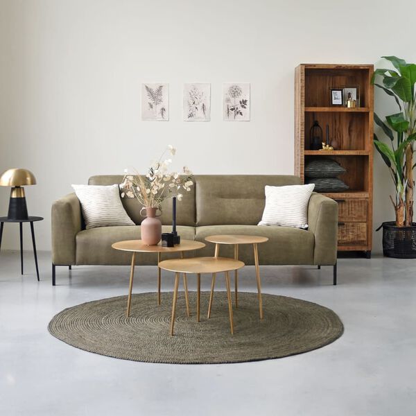 LABEL51 Juuttimatto py&ouml;re&auml; 150x150 cm XL maastonv&auml;rinen