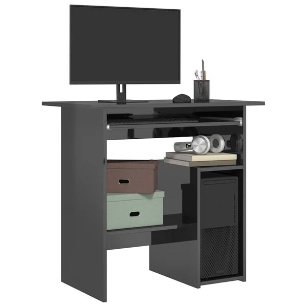 vidaXL Ty&ouml;p&ouml;yt&auml; korkeakiilto harmaa 80x45x74 cm lastulevy