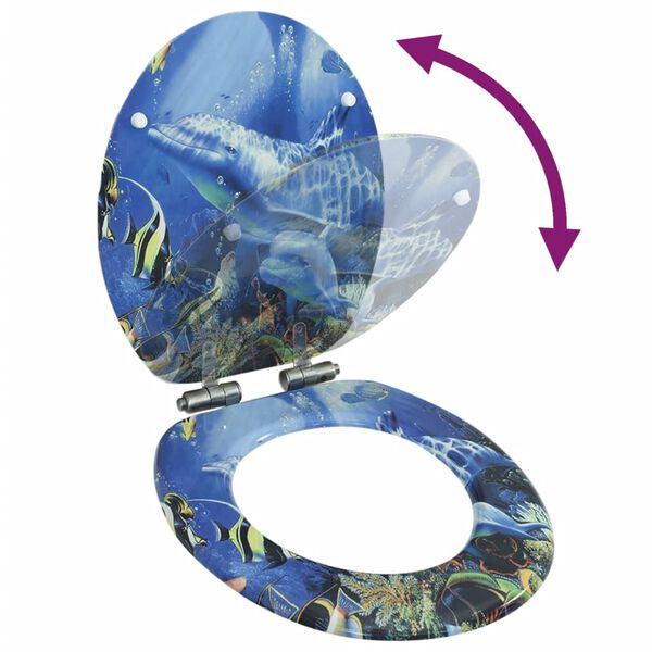 vidaXL WC-istuin soft close kannella MDF delfiinikuosi