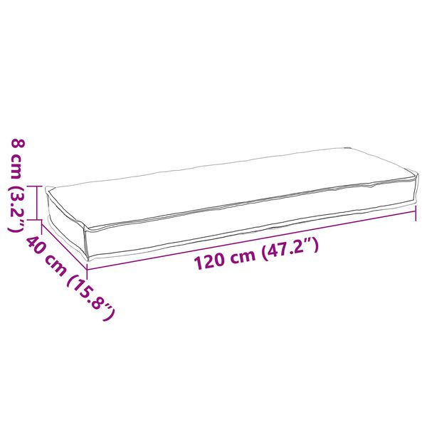 vidaXL Kuormalavatyyny penkille Harmaa 120 x 40 x 8 cm Oxford-kangas