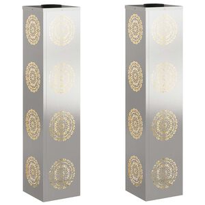 vidaXL Aurinko LED-polkuvalo 2 kpl L&auml;mpim&auml;n Valkoinen 18 x 18 x 80 cm