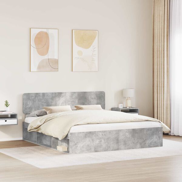 vidaXL S&auml;ngyn runko Betoni 6FT Super King Size Massiivinen m&auml;nty