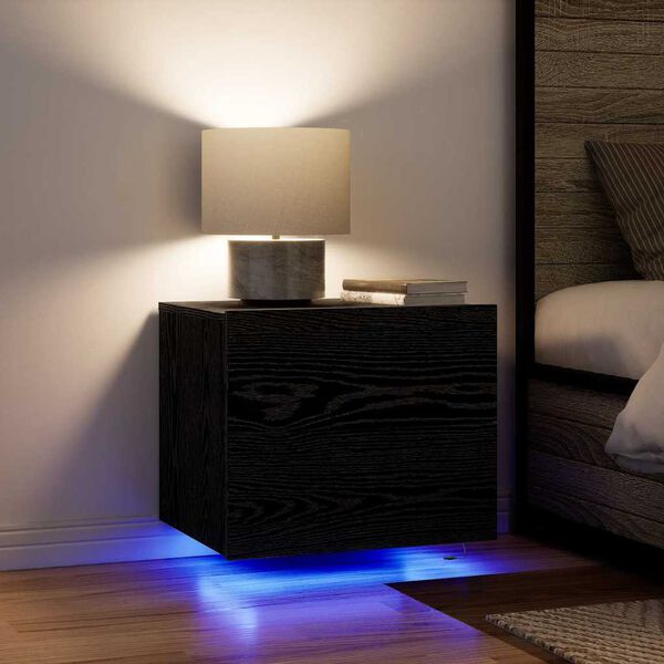 vidaXL Y&ouml;p&ouml;yt&auml;kaappi Musta tammi. 50 x 39 x 41 cm Tekninen puu