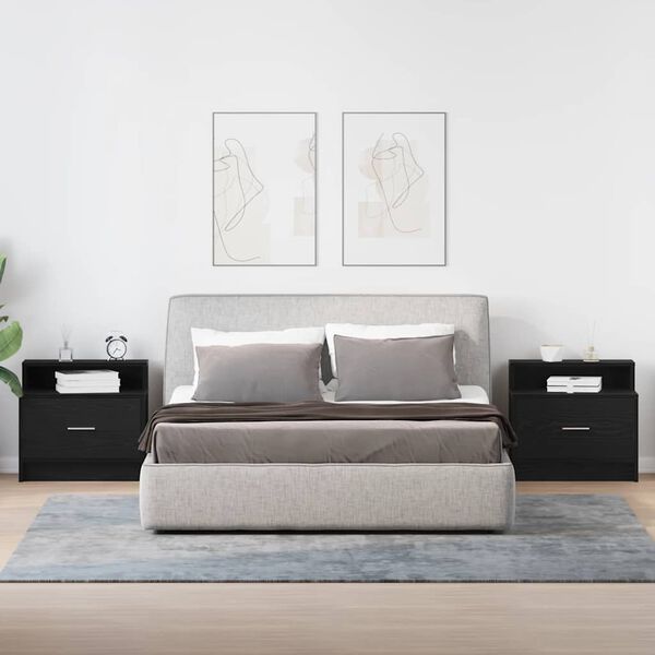 vidaXL yöpöytäkaapit laatikolla 2 kpl musta tammi 51x31x47 cm