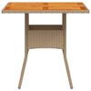 vidaXL Puutarhapöytä beige 80x80x75 cm polyrottinki ja akasiapuu
