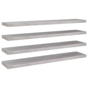 vidaXL Kelluvat sein&auml;hyllyt 4 kpl betoninharmaa 120x23,5x3,8 cm MDF