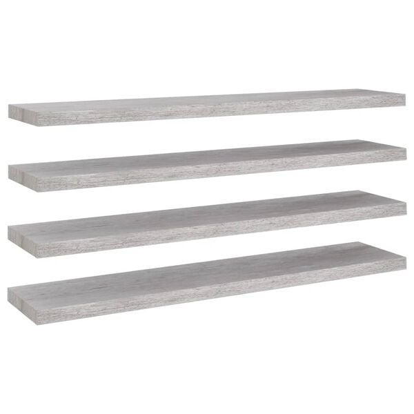 vidaXL Kelluvat sein&auml;hyllyt 4 kpl betoninharmaa 120x23,5x3,8 cm MDF