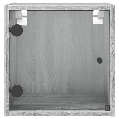 vidaXL Yöpöytä lasiovella harmaa Sonoma 35x37x35 cm