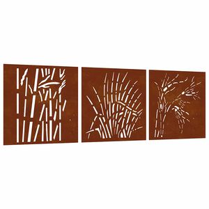 vidaXL Puutarhasein&auml;koristeet 3 kpl 105x55 cm corten ter&auml;s ruohokuvio