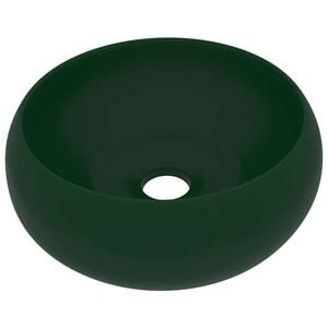 vidaXL Ylellinen pesuallas py&ouml;re&auml; matta tummanvihre&auml; 40x15 cm keraami