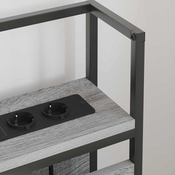 vidaXL S&auml;ilytysp&auml;&auml;ty hyllyll&auml; Harmaa sonoma 140 cm Tekninen puu