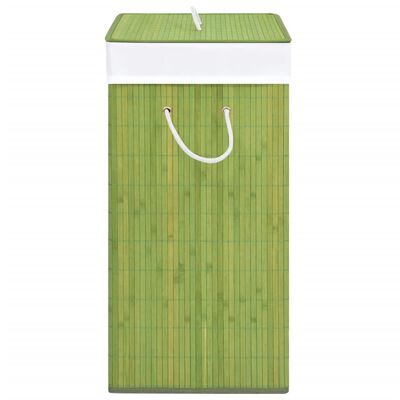 vidaXL Bambu pyykkikori 2 osiota vihreä 100 l