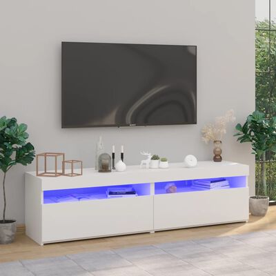vidaXL TV-tasot 2 kpl LED-valoilla korkeakiilto valkoinen 75x35x40 cm