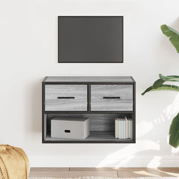 vidaXL TV-taso harmaa Sonoma 60x31x39,5 cm tekninen puu ja metalli