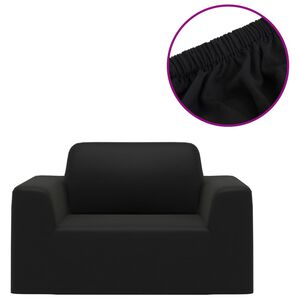 vidaXL Joustava sohvanp&auml;&auml;llinen musta polyesteri jersey