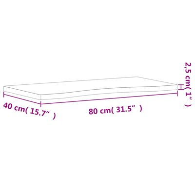 vidaXL Pöytälevy 80x(36-40)x2,5 cm täysi pyökki