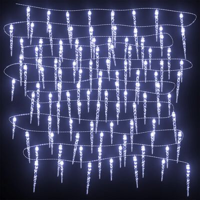 vidaXL Jääpuikko -jouluvalot 40 kpl kylmä valk. akryyli kaukosäädin