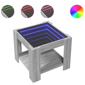 vidaXL Sohvap&ouml;yt&auml; LED-valoilla harmaa Sonoma 53x53x45 cm tekninen puu