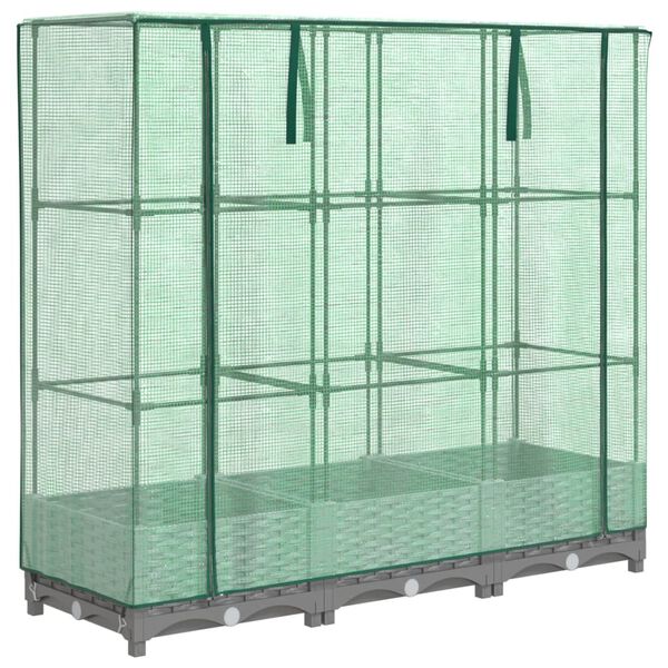 vidaXL Kukkalaatikko kasvihuonepeitteell&auml; rottinkityyli 120x40x123 cm