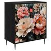 vidaXL Laukkaava BORNE Vaalea pionikuvio 66 x 36,5 x 76 cm Musta tammi